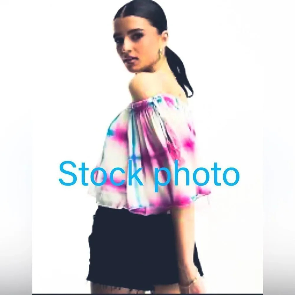 NWT Raga SAMPLE Whisper crop top off shoulder eyelet tie dye Small - Picture 9 of 9